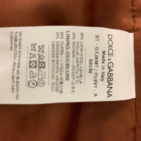 DOLCE & GABBANA Size 46 Solid Wool & Mohair Buttoned Gold Vest