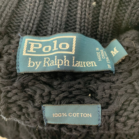 POLO by RALPH LAUREN Navy Cable Knit Cotton Mock Turtleneck Sweater