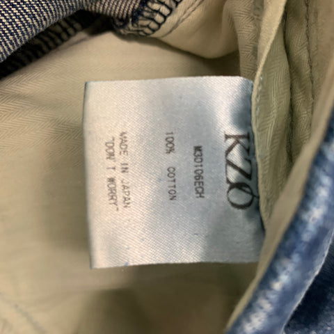 KZO Size 34 Blue Distressed Cotton Jeans