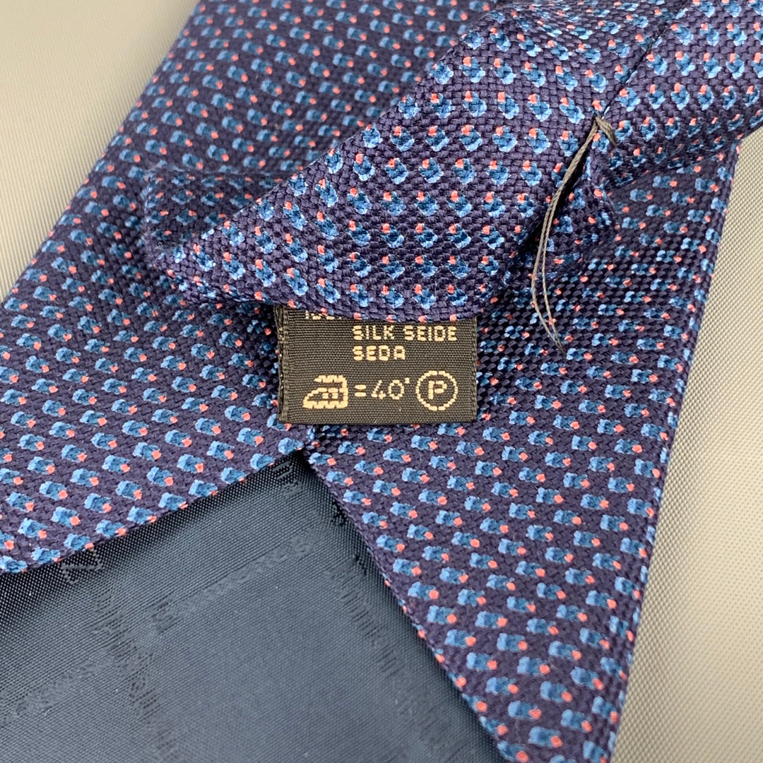 ERMENEGILDO ZEGNA Navy & Blue Dots Silk Tie