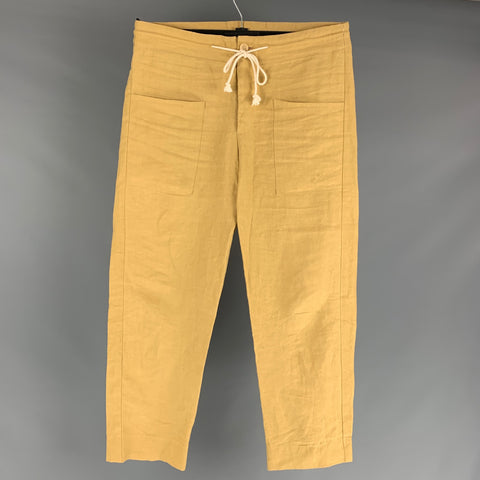 BLLUEMADE Size XS Beige Linen Drawstring Casual Pants