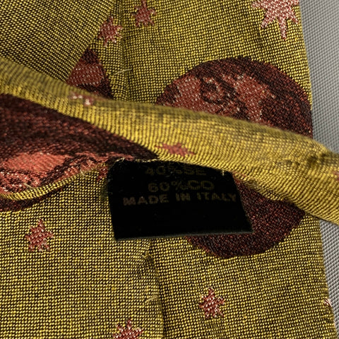 JEAN PAUL GAULTIER Cravate en coton et soie étoiles bordeaux olive