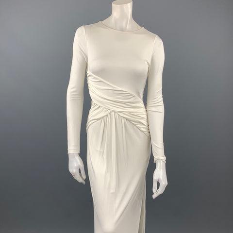 RACHEL ZOE Taille 4 Robe drapée en rayonne jersey blanc