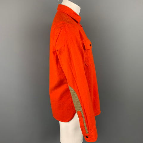 TODD SNYDER x L.L. BEAN Size M Orange Cotton Elbow Patches Long Sleeve Shirt