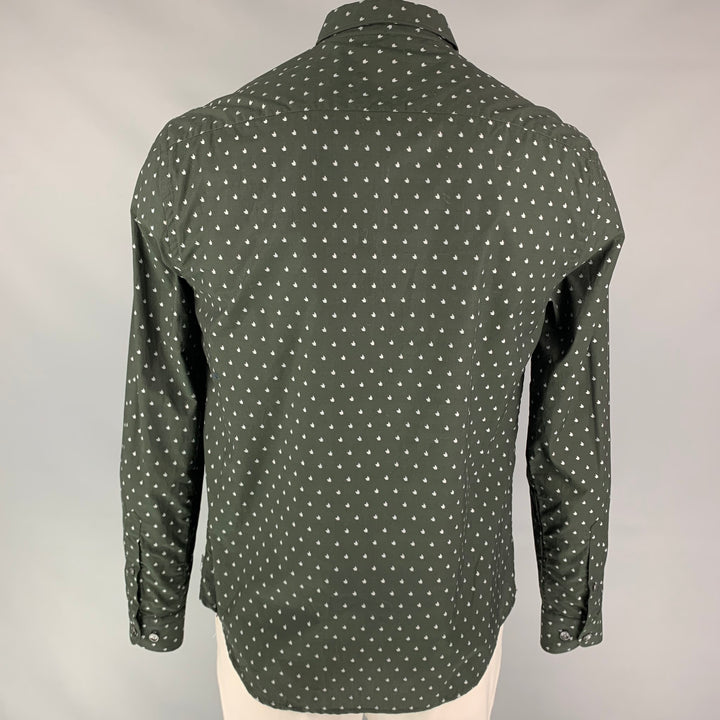 ARMANI COLLEZIONI Size L Black & Grey Print Cotton Button Up Long Sleeve Shirt