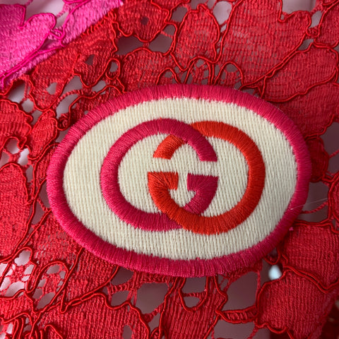 GUCCI Size XXS Red Pink Viscose Color Block Jacket