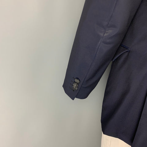 PRADA Size 42 Navy Wool Mohair Single Breasted Sport Coat
