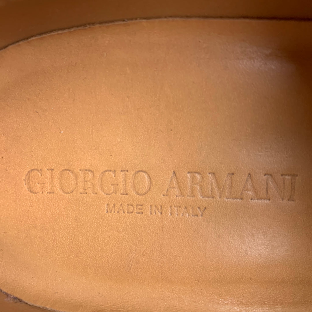 GIORGIO ARMANI Size 11.5 Brown & Tan Mixed Materials Leather Cap Toe Lace Up Shoes