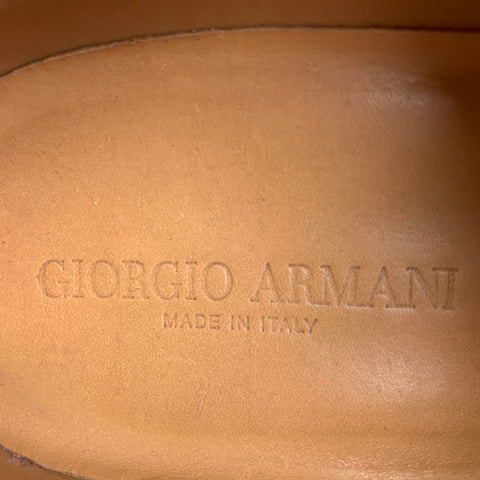 GIORGIO ARMANI Size 11.5 Brown & Tan Mixed Materials Leather Cap Toe Lace Up Shoes