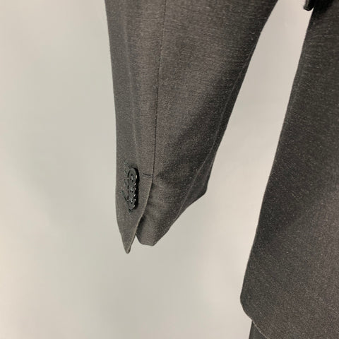 ERMENEGILDO ZEGNA Size 40 Charcoal Silk Wool Peak Lapel Suit