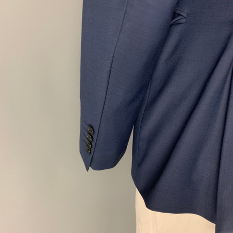 JOHN VARVATOS Size 44 Long Blue Wool Notch Lapel Sport Coat