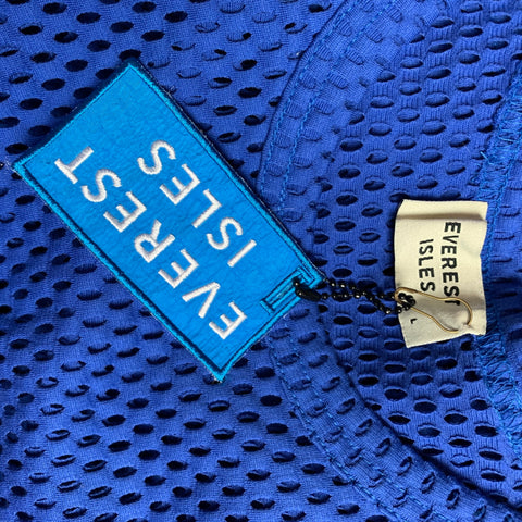 EVEREST ISLES Size L Blue Mesh Cotton Blend Tank Top