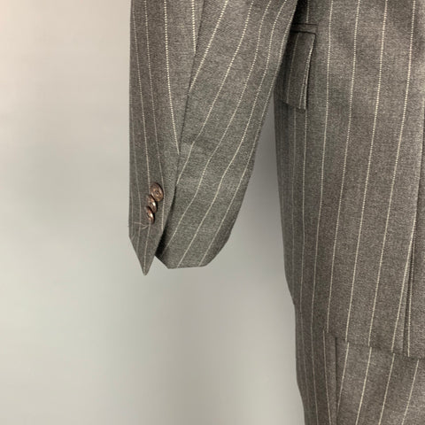 POLO by RALPH LAUREN Size 38 Charcoal & Grey Pinstripe Virgin Wool Notch Lapel Suit