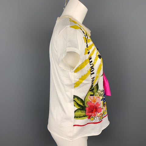 LANVIN 2009 Collection Size S Multi-Color Sequined Cotton T-Shirt