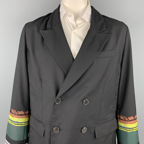 LINDER Talla 40 Chaqueta cruzada con solapa de pico de lana y poliéster negra