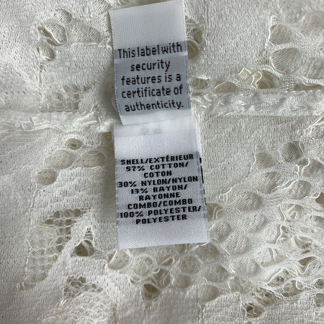 DIANE VON FURSTENBERG Size 6 Cotton Blend  White Lace Button Up Shirt