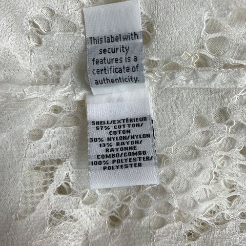 DIANE VON FURSTENBERG Talla 6 Camisa con botones de encaje blanco de mezcla de algodón