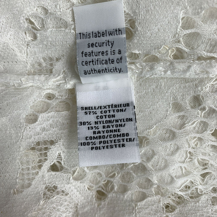 DIANE VON FURSTENBERG Size 6 Cotton Blend  White Lace Button Up Shirt