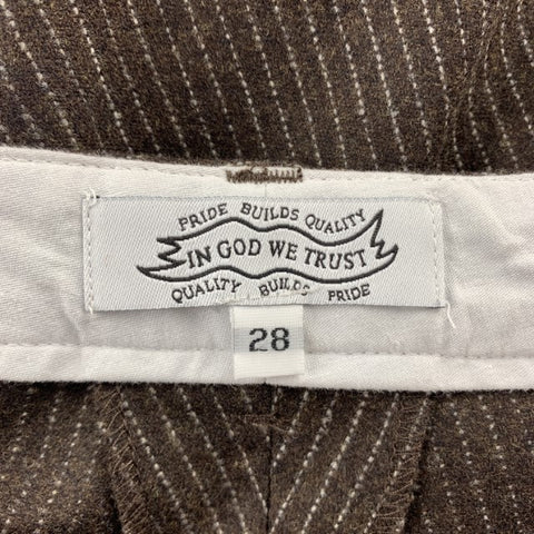 IN GOD WE TRUST Size 28 Brown Pinstripe Wool Zip Fly Dress Pants