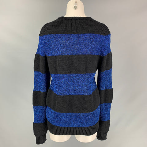 DSQUARED2 Talla M Suéter con cuello redondo en mezcla de lana metalizada en negro y azul