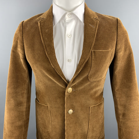 MAISON KITSUNE Size 36 Light Brown Corduroy Notch Lapel Brass Button Blazer