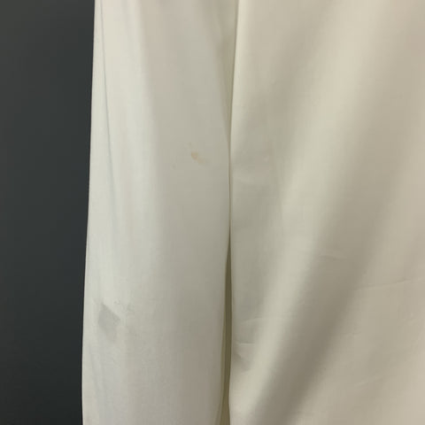 PIAZZA SEMPIONE Taille S Blouse à col froncé en mélange de coton blanc