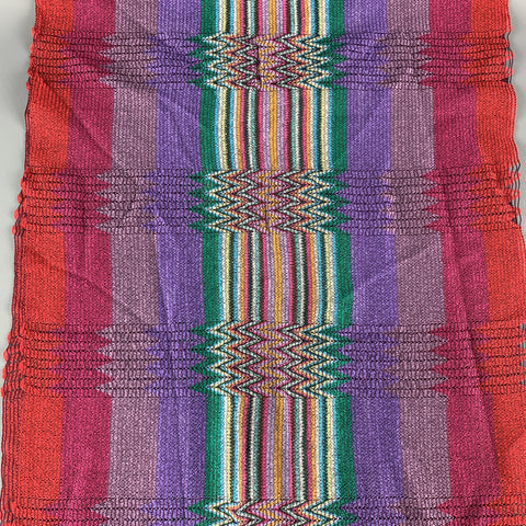 MISSONI Multi-Color Striped Viscose Pleated Knit Fringe Scarf