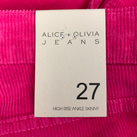 ALICE + OLIVIA Size 27 Pink Cotton Corduroy Jean Cut Pants