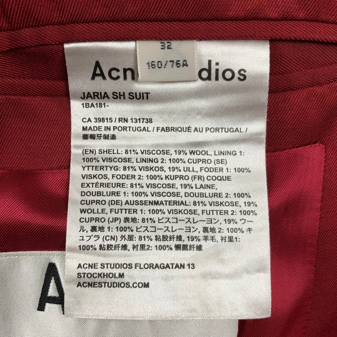 ACNE STUDIOS Size 0 Burgundy Viscose Blend Jacket Blazer
