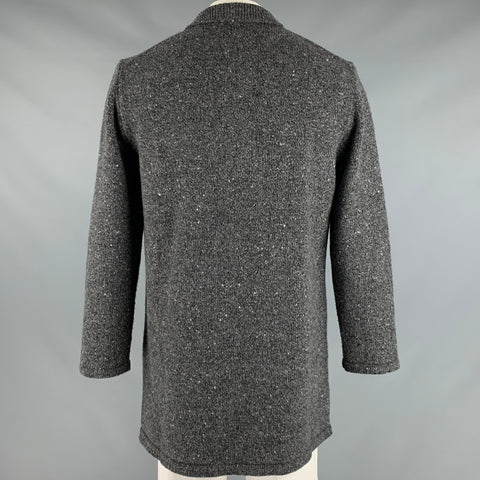 INIS MEAIN Size L Grey Black Knitted Wool Cashmere Buttoned Coat