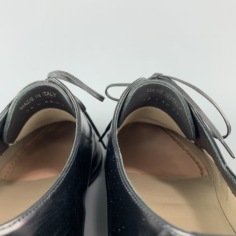 DIOR HOMME Size 8 Black Pointed Leather Lace Up Derby Dress Shoes