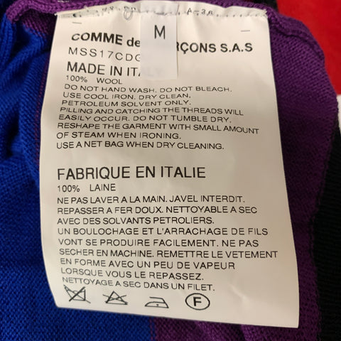 VETEMENTS X CDG SS17 Gay Flag Size M Multi-Color Wool Crew-Neck Pullover