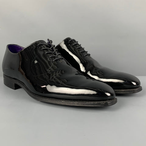 CROCKETT & JONES for BARNEYS NEW YORK Size 10 Black Leather Lace Up Loafers