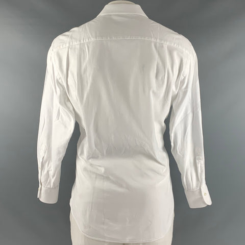 ERMENEGILDO ZEGNA Size L White Cotton Long Sleeve Shirt