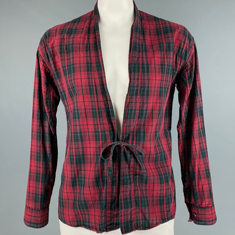 VISVIM Camisa Manga Larga Lhamo Algodón Cuadros Rojo Negro Talla L