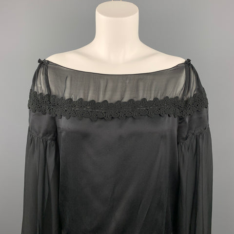 PHILOSOPHY di ALBERTA FERRETTI Taille 6 Blouse en soie satinée noire