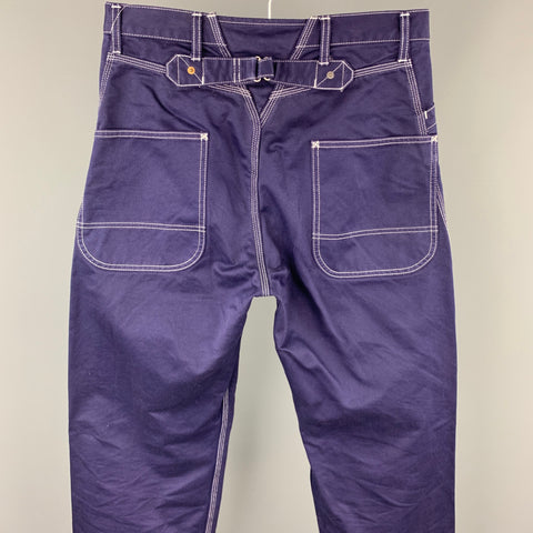 JUNYA WATANABE Size M Navy Contrast Stitch Cotton Straight Casual Pants