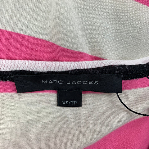 MARC JACOBS Size XS White Pink Black Animal Print T-shirt Dress