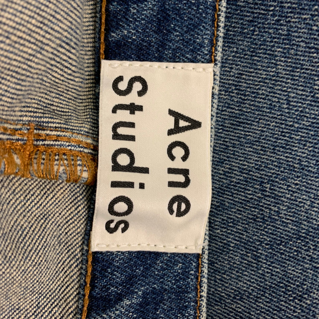 ACNE STUDIOS Size 33 Blue Contrast Stitch Cotton Polyurethane Straight Jeans