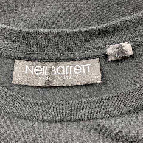 NEIL BARRETT Size XL Black & Red Cotton Crew-Neck Long Sleeve T-shirt
