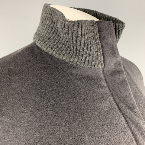 LORO PIANA Size 10 Charcoal Cashmere High Collar Ribbed Waist STORM SYSTEM Jacket