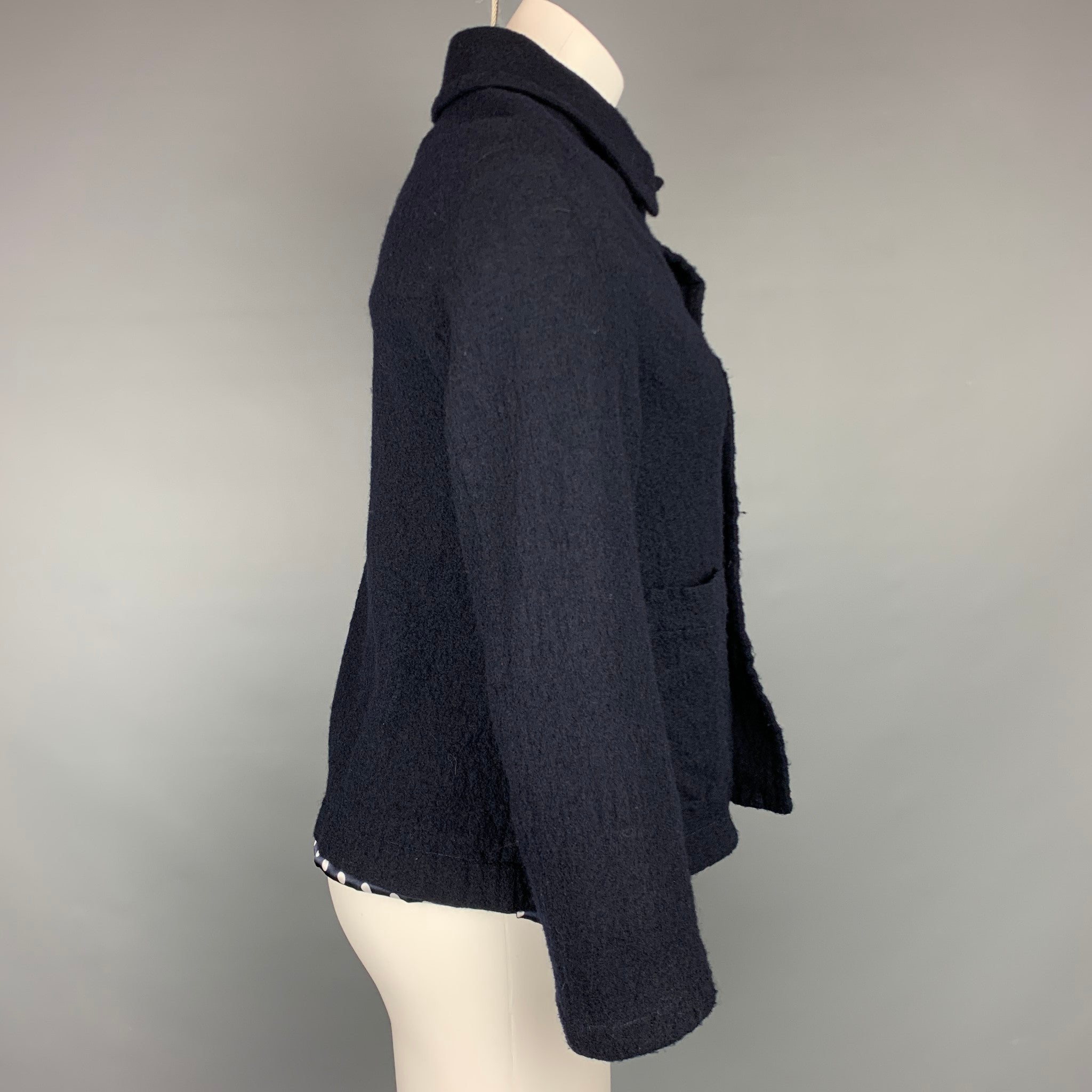 COMME des GARCONS TRICOT Size S Navy Textured Wool Jacket – Sui