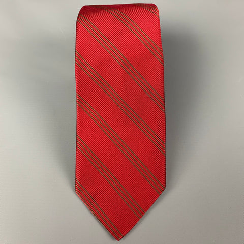PAUL STUART Red Green Diagonal Stripe Twill Tie