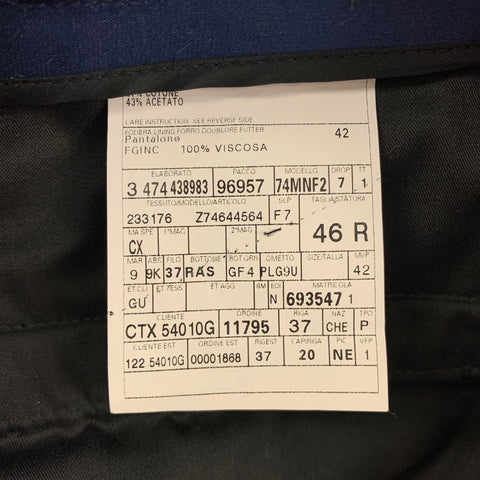 GUCCI Size 36 Regular Blue Cotton Acetate Notch Lapel Suit