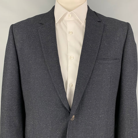 CALVIN KLEIN COLLECTION Size 46 Navy Heather Wool Silk Sport Coat