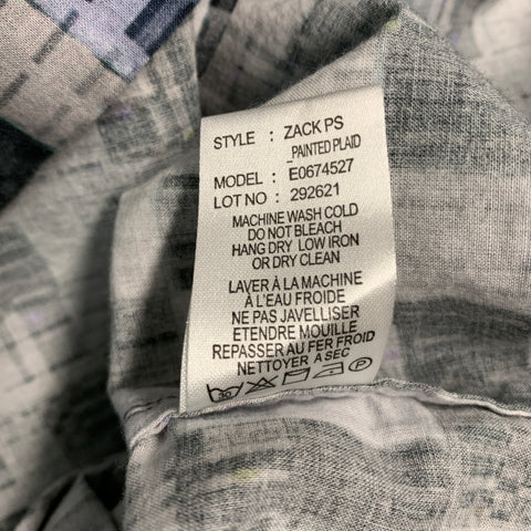THEORY Size M Grey Multi Color Print Cotton Button Up Long Sleeve Shirt