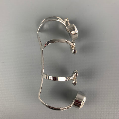 ON AURA TOUT VU PARIS Rhodium Plated Crystal Medusa Five Knuckle Ring