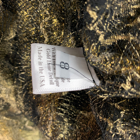 RODARTE Size 8 Gold Black Polyamide Blend 3/4 Sleeves Dress Top
