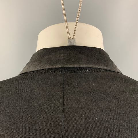 RAF SIMONS Chest Size 40 Short Black Solid Wool Blend Notch Lapel Sport Coat
