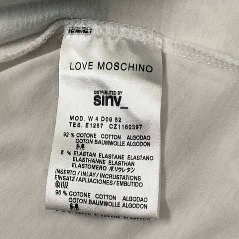 LOVE MOSCHINO Size 4 White Multicolor Cotton / Elastane Flower Rhinestones T-Shirt